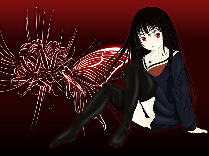 anime girl with red flower