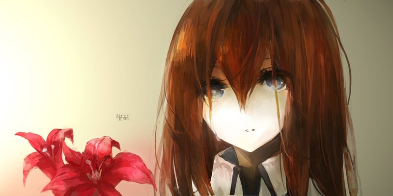 Anime girl with red flower