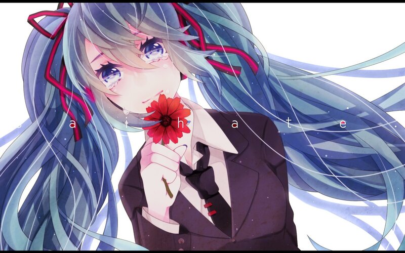 Anime girl with red flower