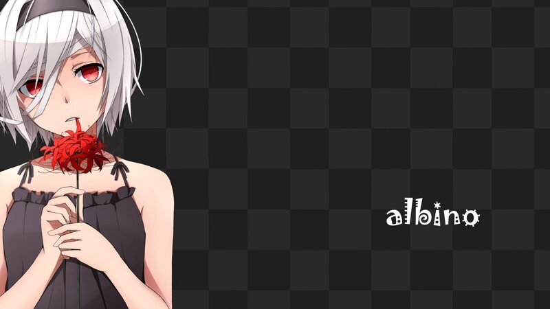 anime girl with red flower