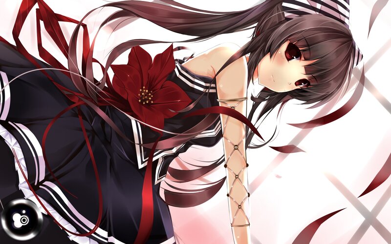 anime girl with red flower