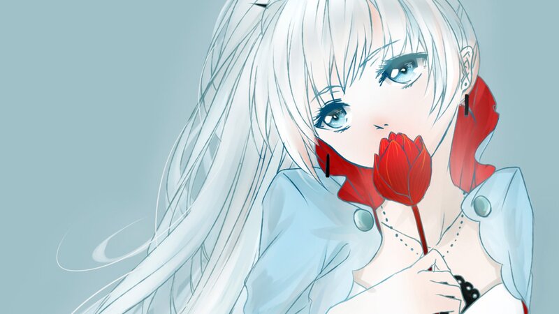 anime girl with red flower