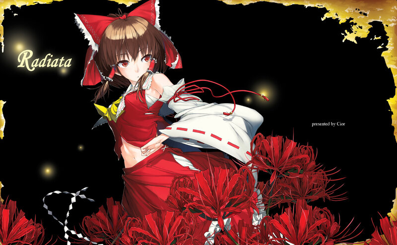 Anime girl with red flowers
