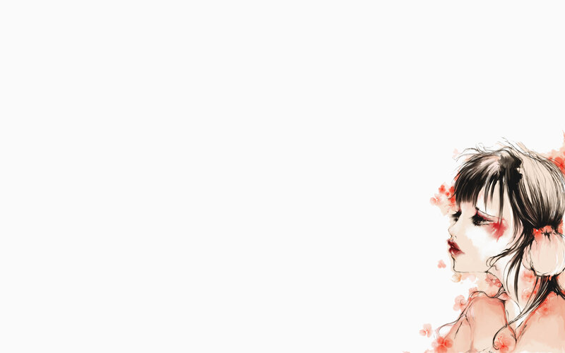 anime girl with red flowers