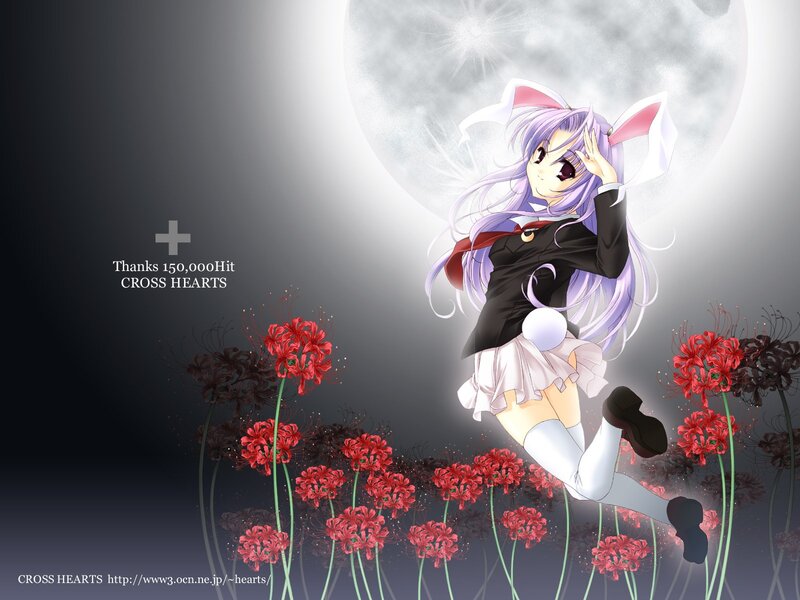 Anime girl with red flowers