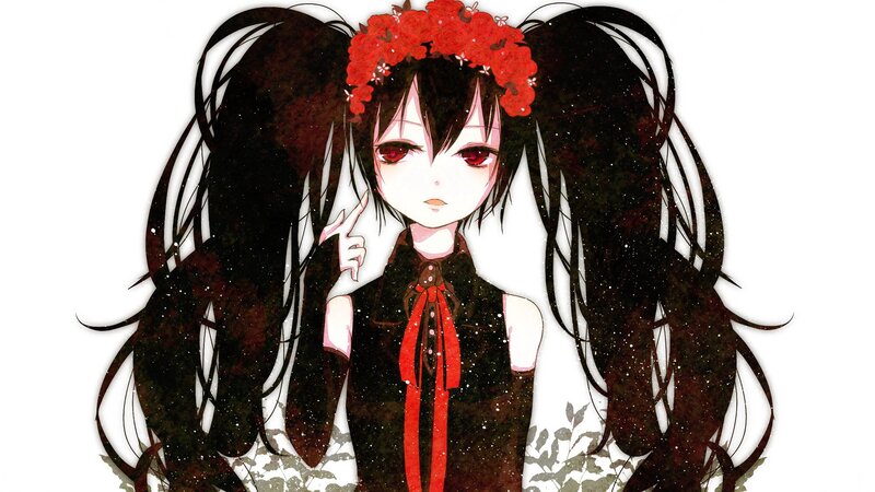 anime girl with red flowers