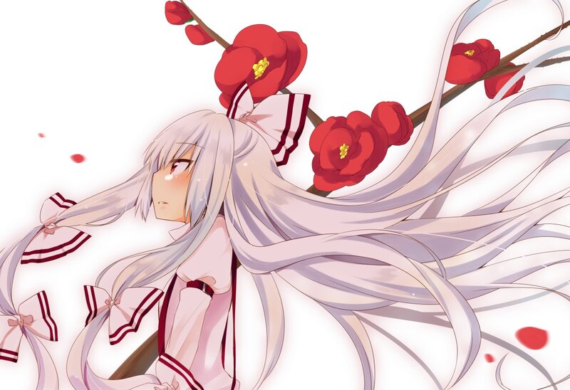 anime girl with red flowers