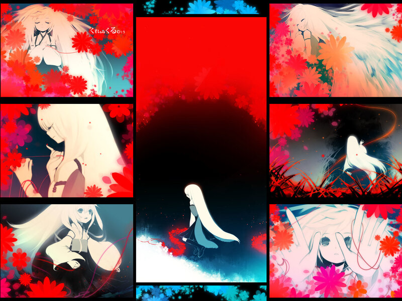 Anime girl with red flowers