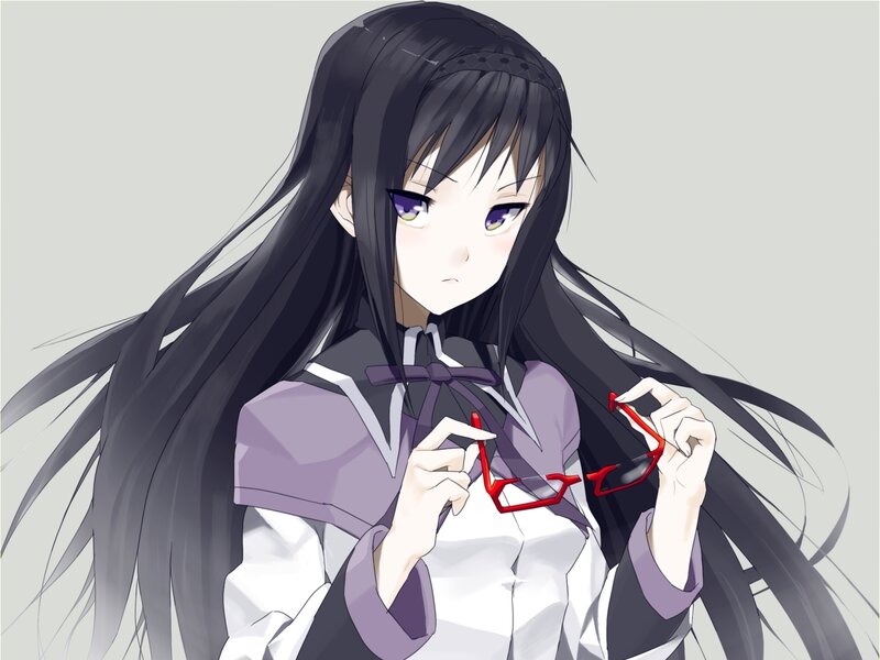 anime girl with red glasses