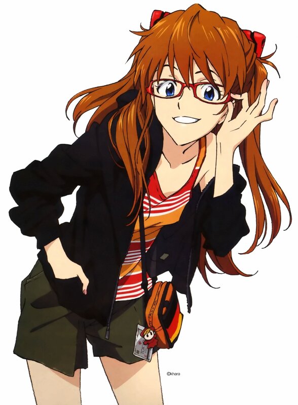 Anime girl with red glasses