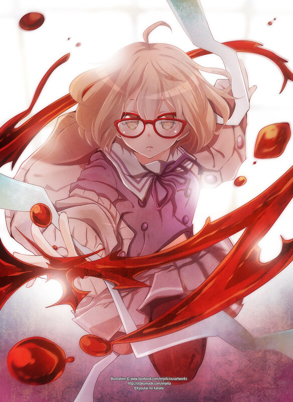 Anime Girl with Red Glasses — Dramatic