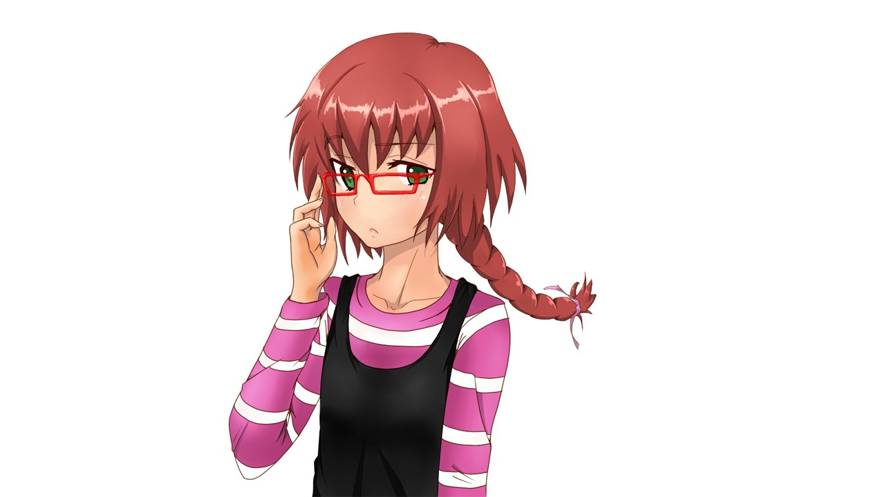 anime girl with red glasses