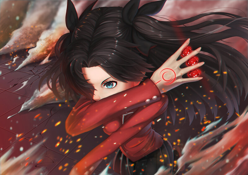 Anime Girl with Red Gloves — Dramatic