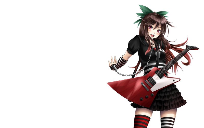 anime girl with red guitar