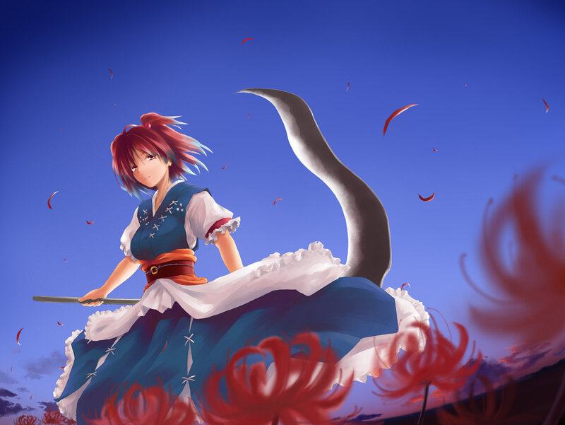 Anime girl with red hair and sword