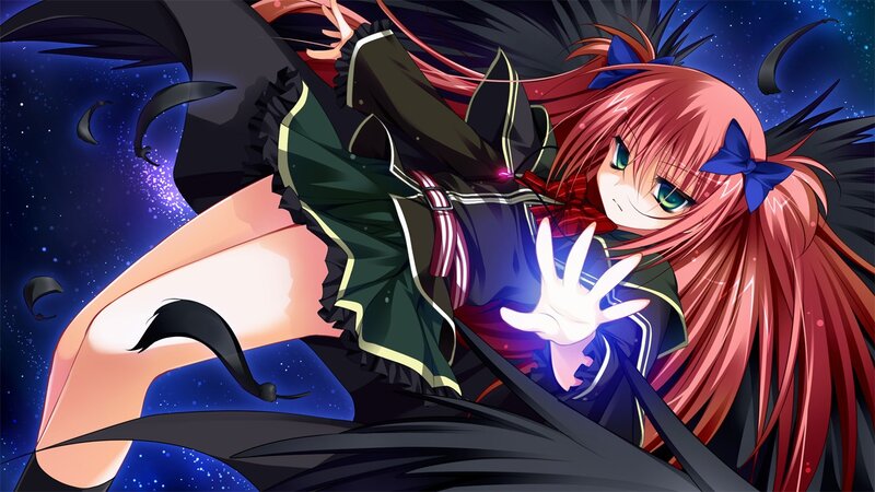 anime girl with red hair and wings