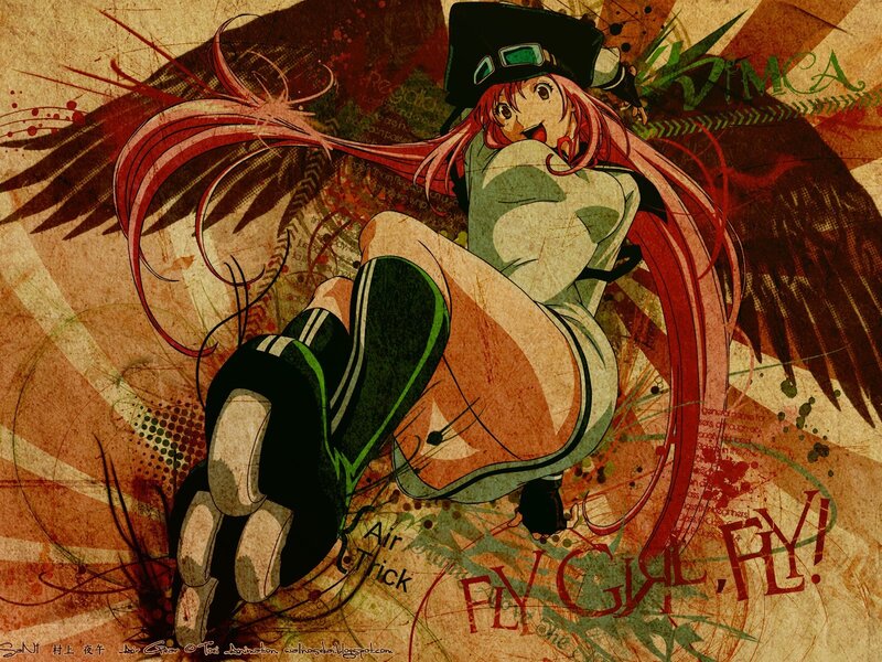 Anime girl with red hair and wings