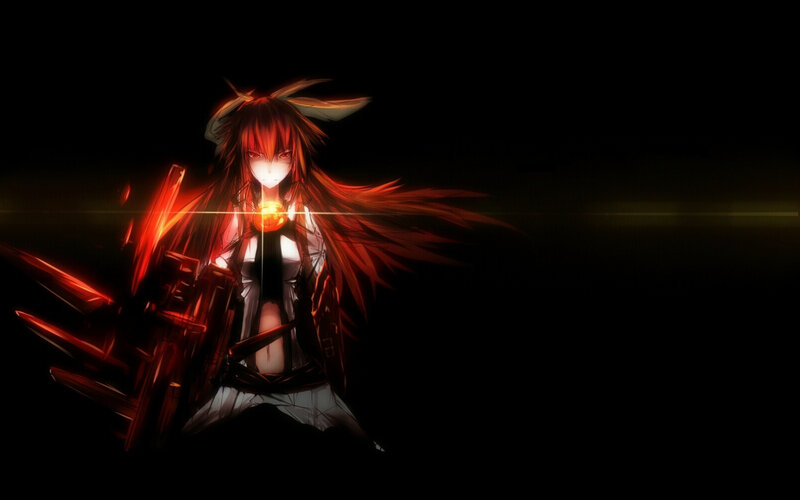 Anime Girl with Red Hair — Black, Dramatic