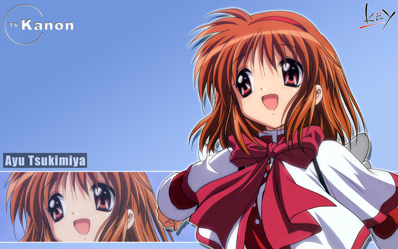 Anime Girl with Red Hair — Blue, Cheerful