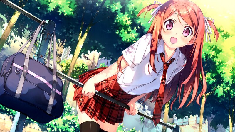 Anime Girl with Red Hair — Bright, Cheerful, Afternoon