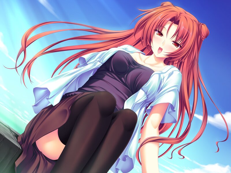Anime Girl with Red Hair — Bright