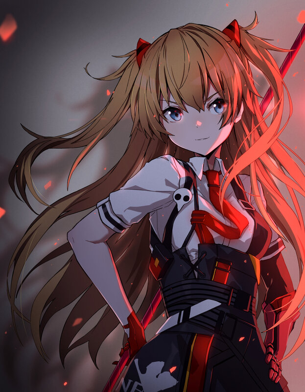 Anime Girl with Red Hair — Brown, Dramatic, Digital Art, Cat Ears