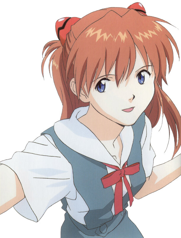 Anime Girl with Red Hair — Brown, Neutral, Red Bow
