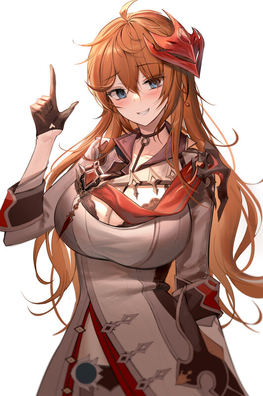 Anime Girl with Red Hair — Brown, Playful
