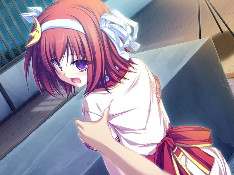 Anime Girl with Red Hair — Calm, Afternoon, White Bow