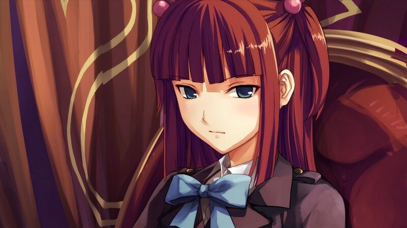 Anime Girl with Red Hair — Calm, Blue Bow