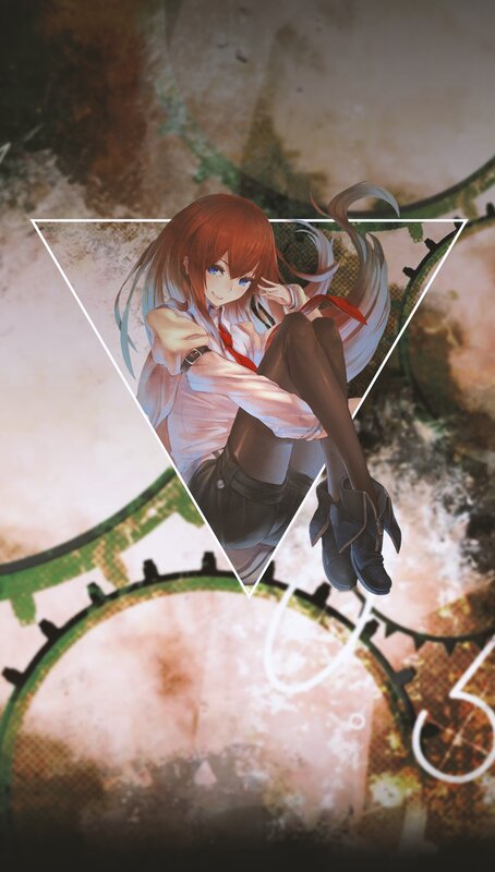 Anime Girl with Red Hair — Calm, Digital Art, Gears