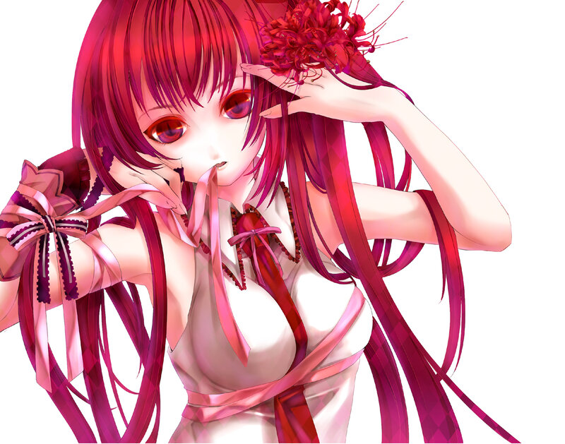 Anime Girl with Red Hair — Calm, Digital Art