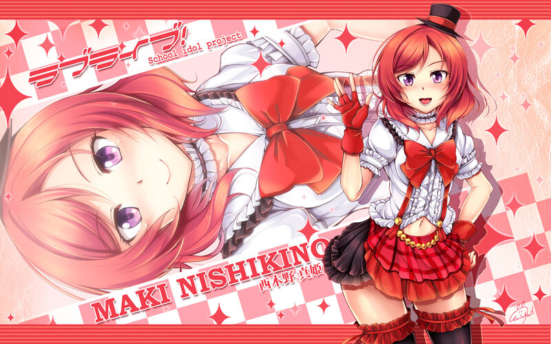 Anime Girl with Red Hair — Cheerful, Red Bow
