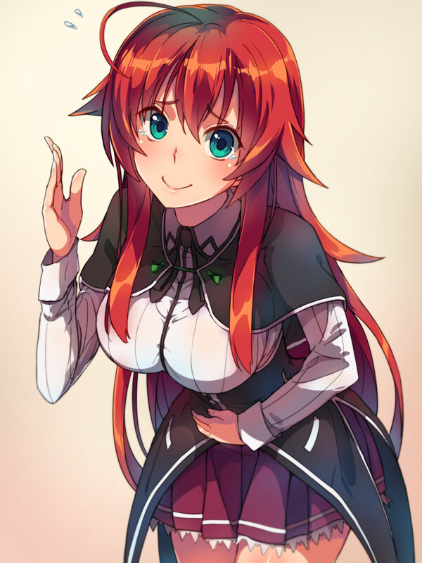 Anime Girl with Red Hair — Cheerful, School Uniform
