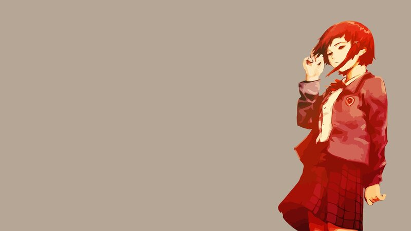 Anime Girl with Red Hair — Contemplative, School Uniform