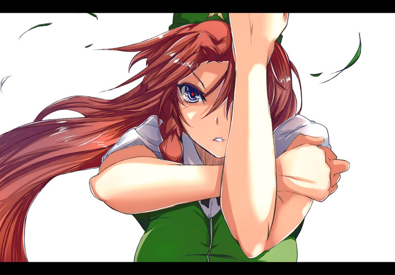 Anime Girl with Red Hair — Determined, Manga, Green Hat