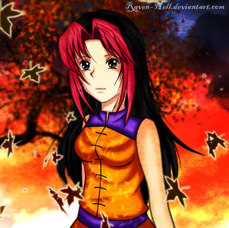 Anime Girl with Red Hair — Dramatic, Autumn, Digital Art