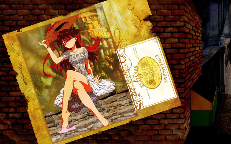 Anime Girl with Red Hair — Dramatic, Brick Wall