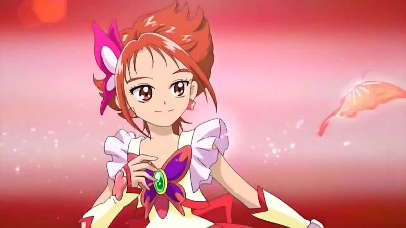 Anime Girl with Red Hair — Dramatic, Butterfly