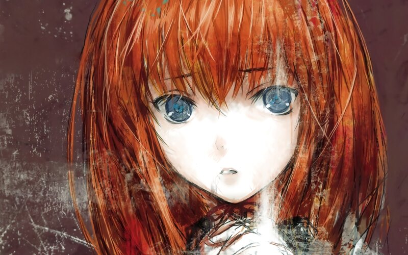 Anime Girl with Red Hair — Dramatic, Digital Art, Blue Eyes
