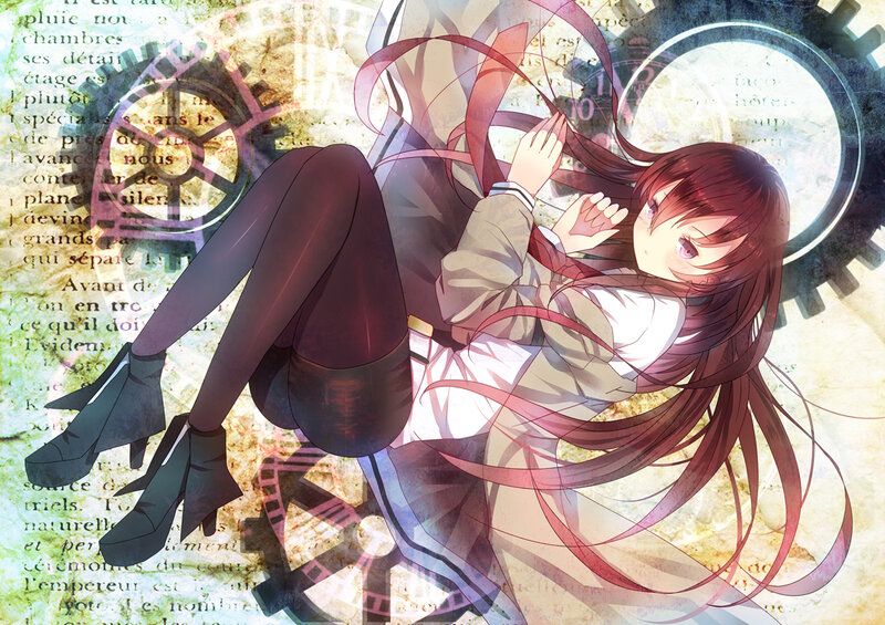 Anime Girl with Red Hair — Dramatic, Digital Art, Gears