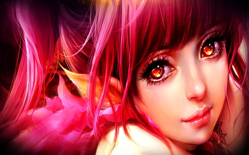 Anime Girl with Red Hair — Dramatic, Digital Art, Red Eyes