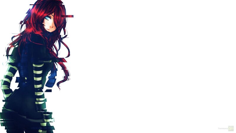 Anime Girl with Red Hair — Dramatic, Digital Art, Red Hair, Blue Eyes