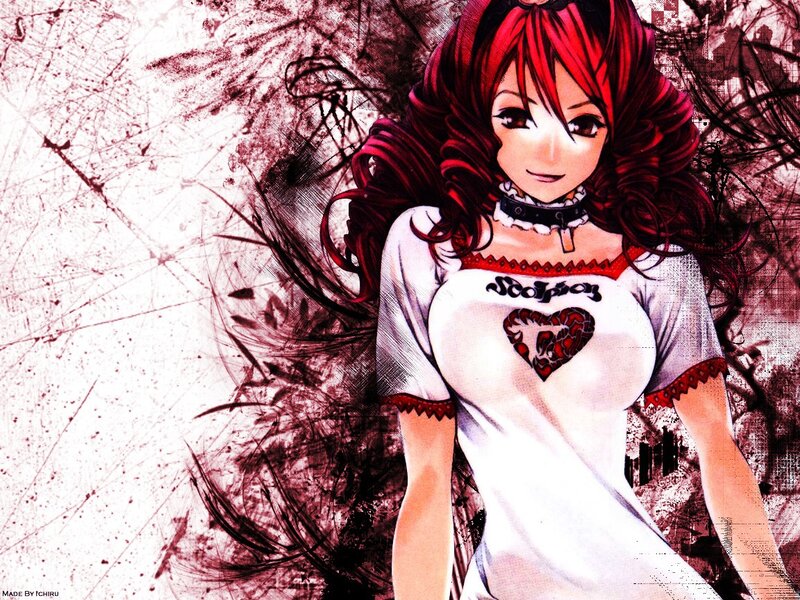Anime Girl with Red Hair — Dramatic, Manga, T-shirt