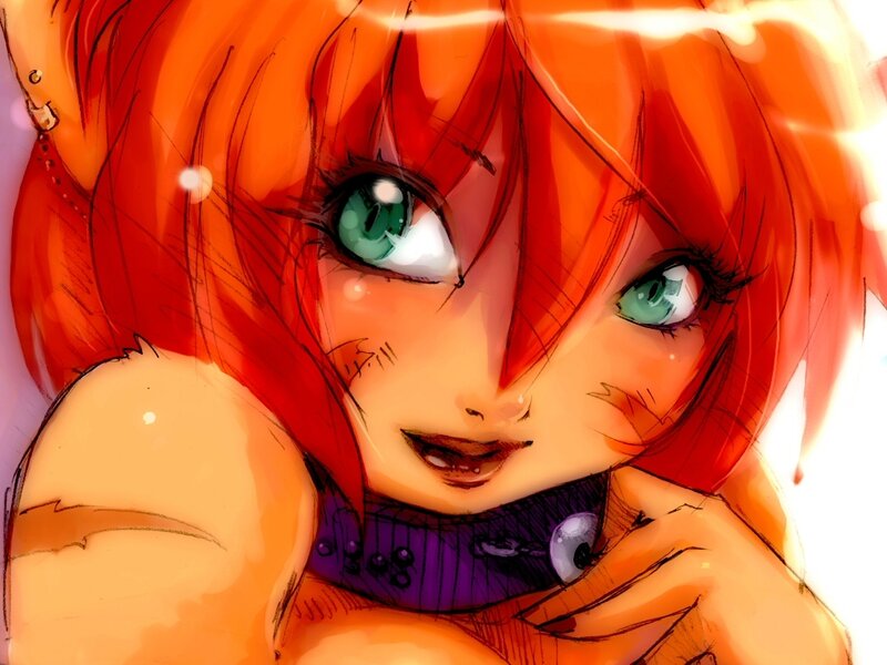 Anime Girl with Red Hair — Dramatic, Manga