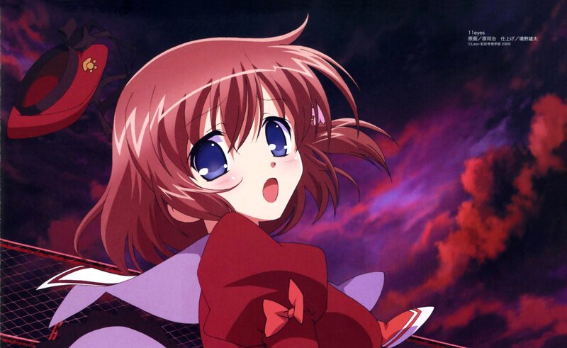 Anime Girl with Red Hair — Dramatic, Night, Sky
