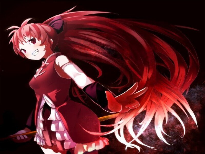 Anime Girl with Red Hair — Dramatic, Night, Sword