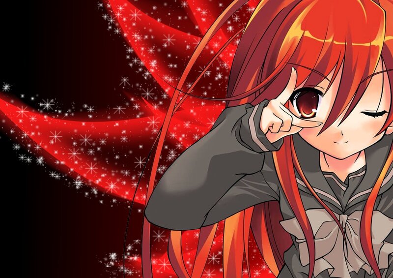 Anime Girl with Red Hair — Dramatic, Red Hair