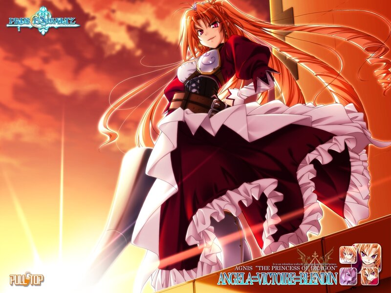 Anime Girl with Red Hair — Dramatic, Sunset