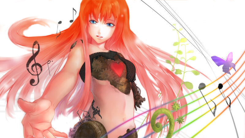 Anime Girl with Red Hair — Dreamy, Digital Art